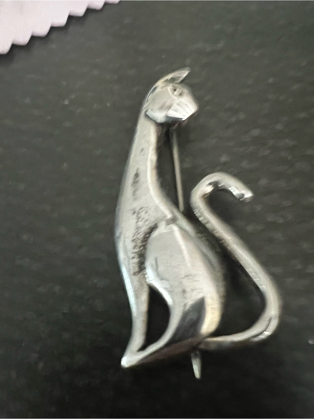 Silver 925 Cat Brooch Pin - Elegant Cat Silhouette sighed